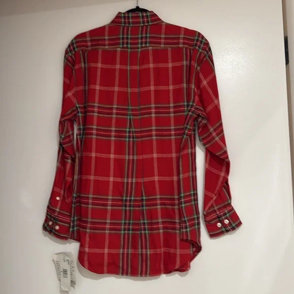 Lauren Red Plaid Shirt Size 6 100% Linen - Picture 2 of 5